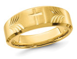 Yellow Plated Stainless Steel Cross Brushed Tapered Band Ring (8mm)